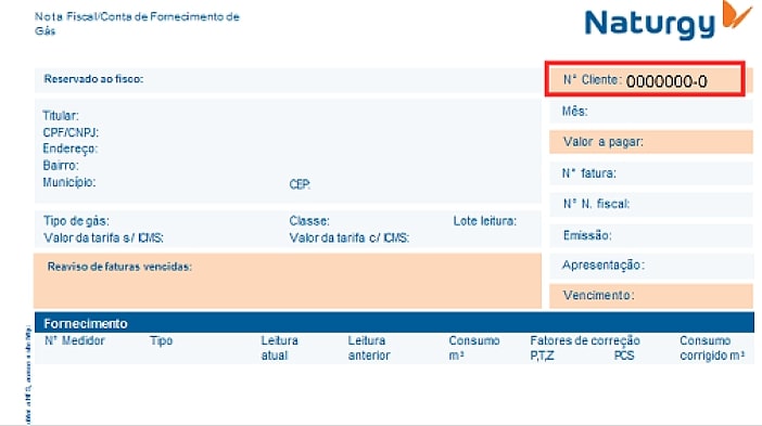 O número de cliente pode ser encontrado na parte superior direita da fatura